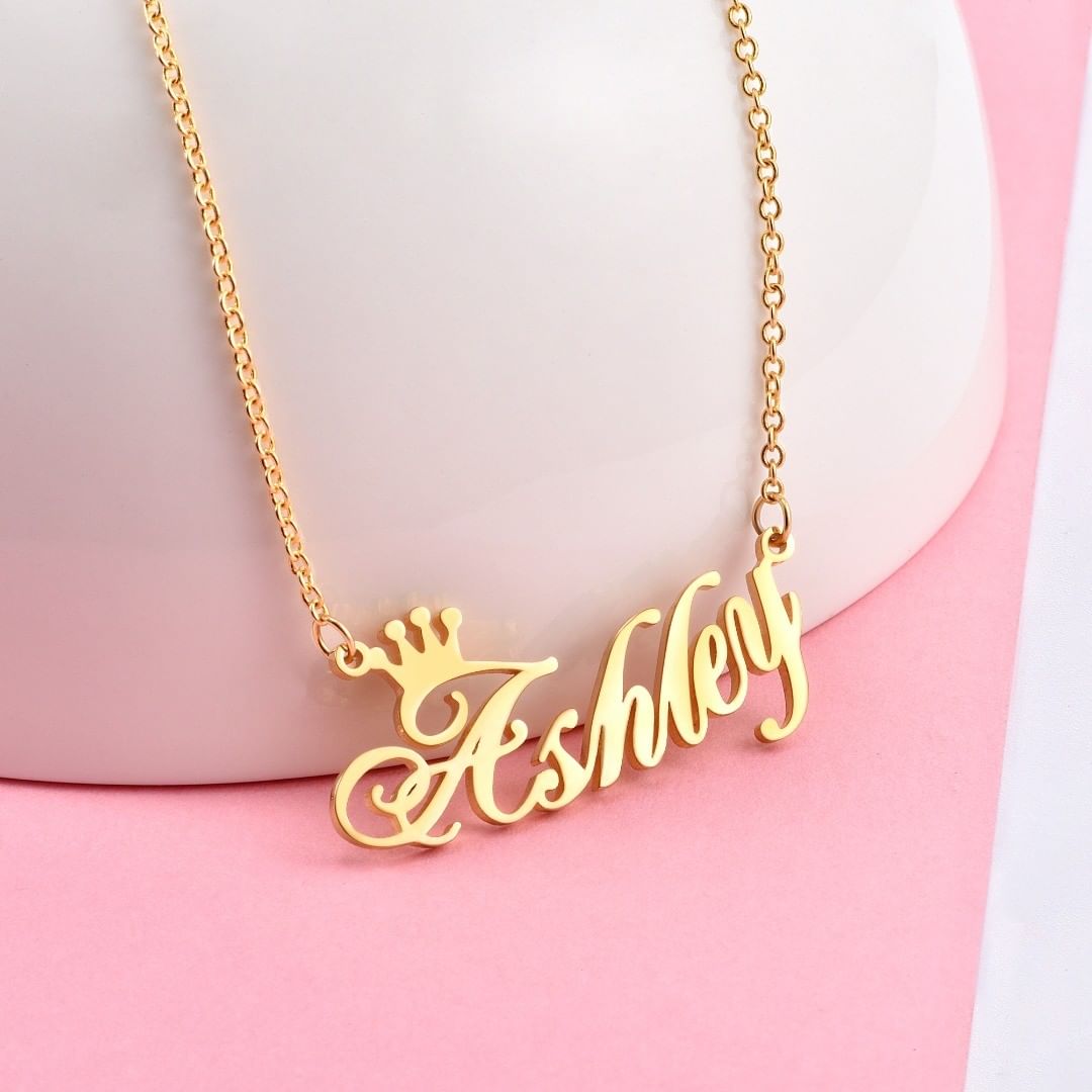 Custom crown top name necklace
