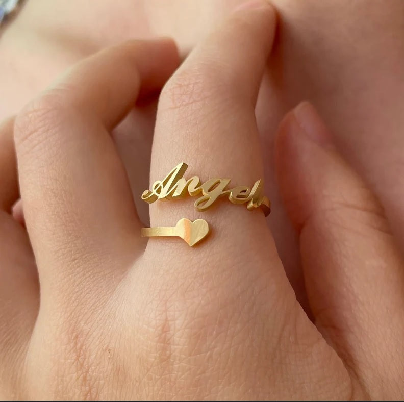 Name Ring with Heart