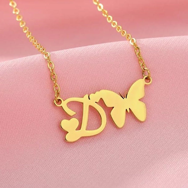 Butterfly Initial Necklace