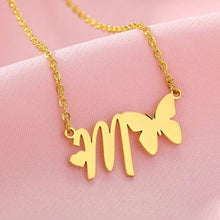 Load image into Gallery viewer, Butterfly Initial Necklace
