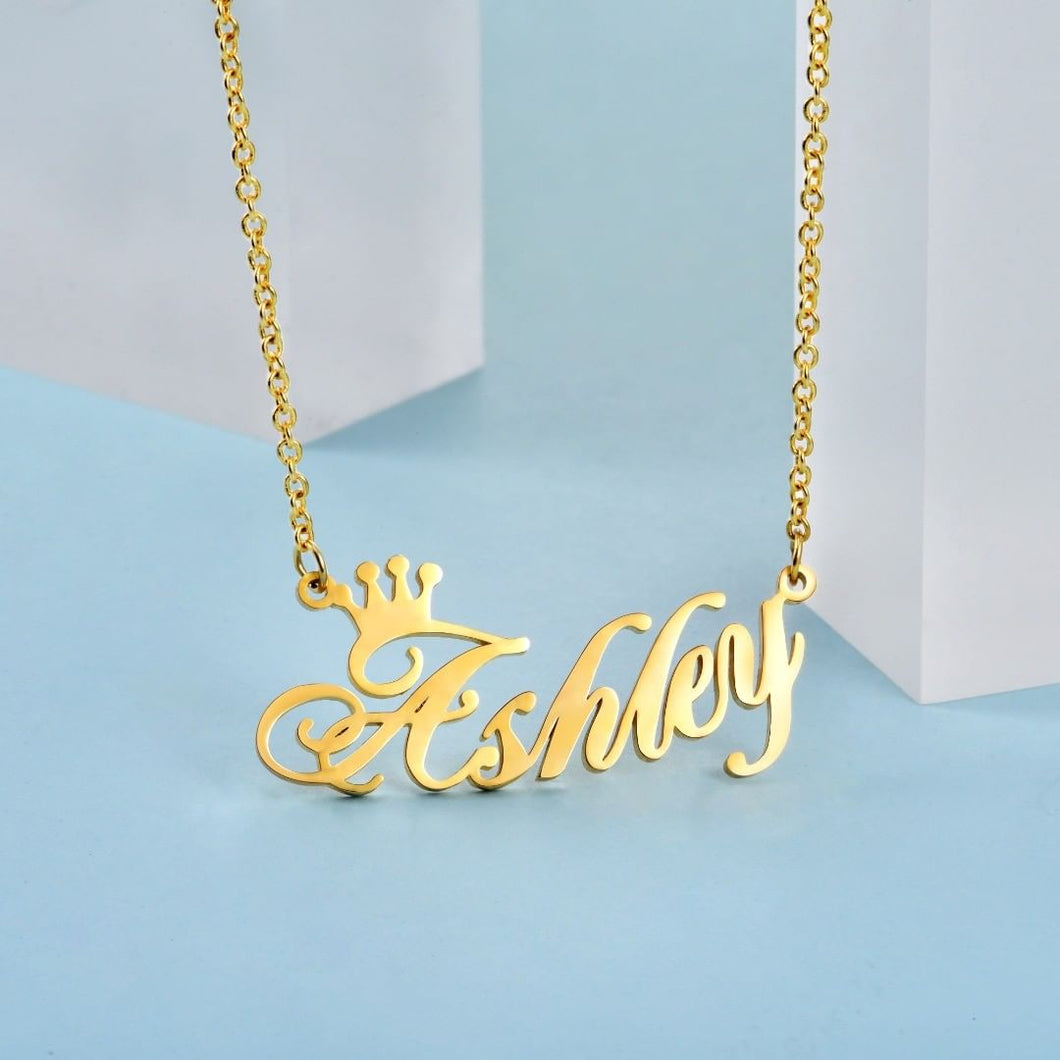 Custom Crown Name Necklace-II